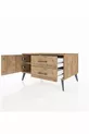 Commode Kronos avec une étagère, 2 tiroirs et une porte, pin sur pin