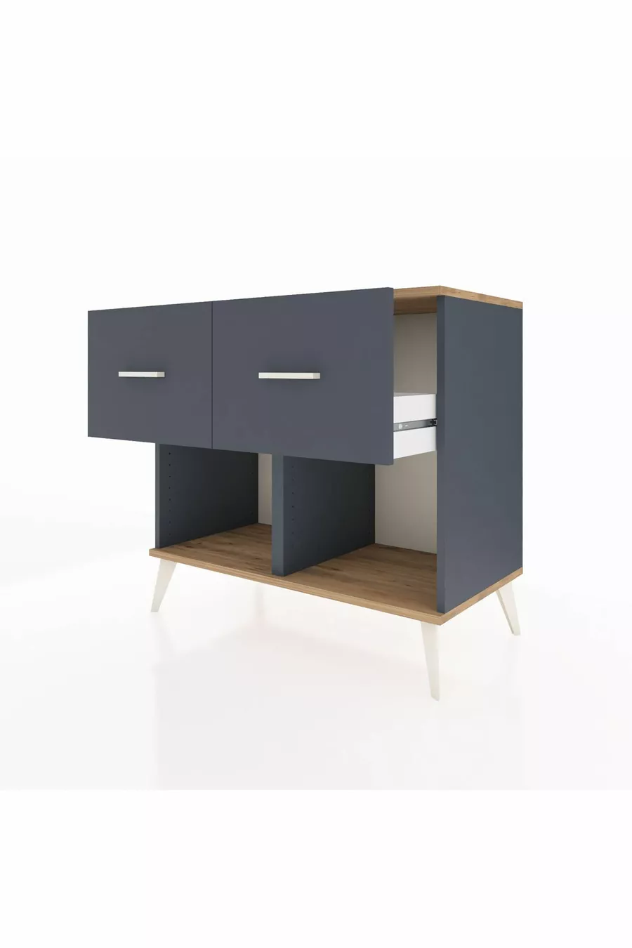 Commode Hyperion 2 tiroirs Anthracite-Sapin/Anthracite
