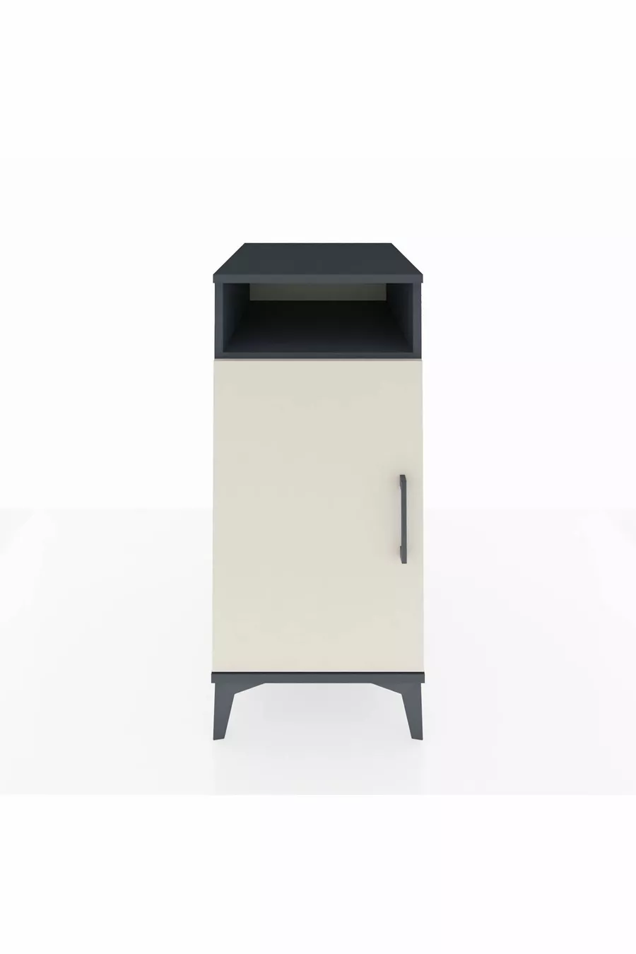 Table de chevet Kronos avec 3 étagères et 1 porte Anthracite-Pierre de lune