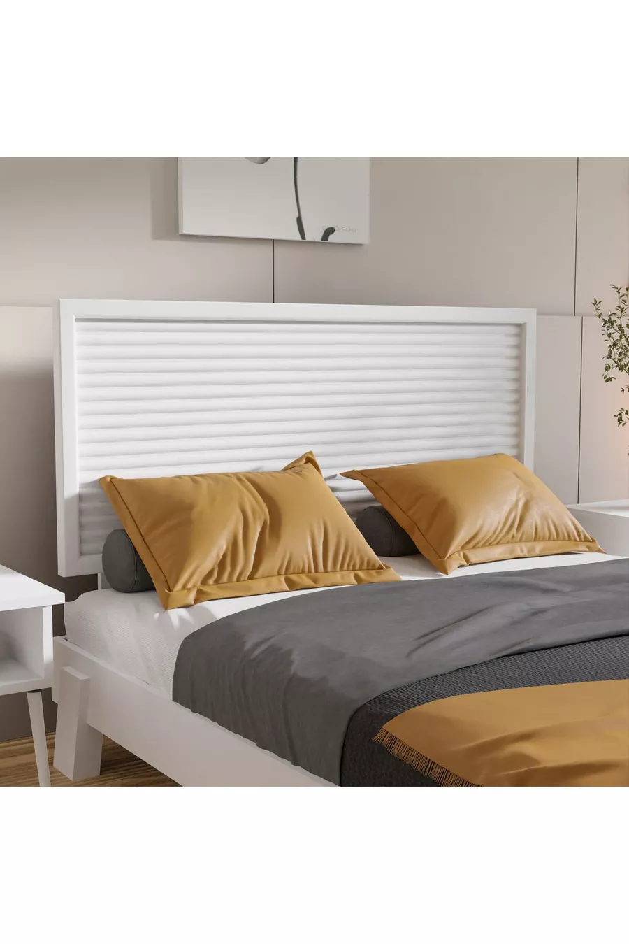 Tête de lit en bois blanc modèle marbré (HORIZONTAL)