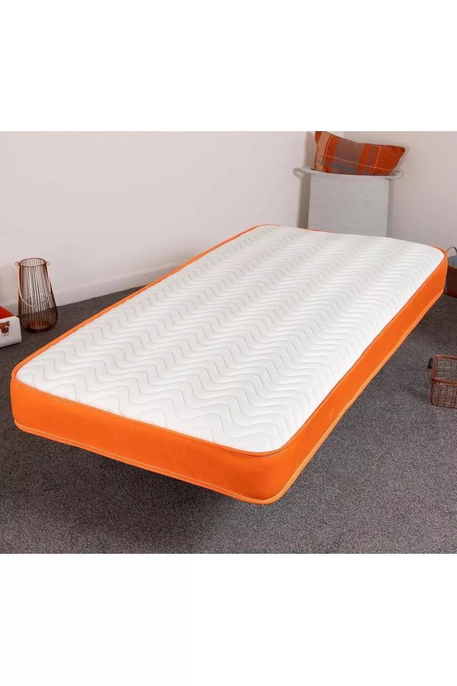 Matelas en mousse entièrement orthopédique avec options de taille, orange cm
