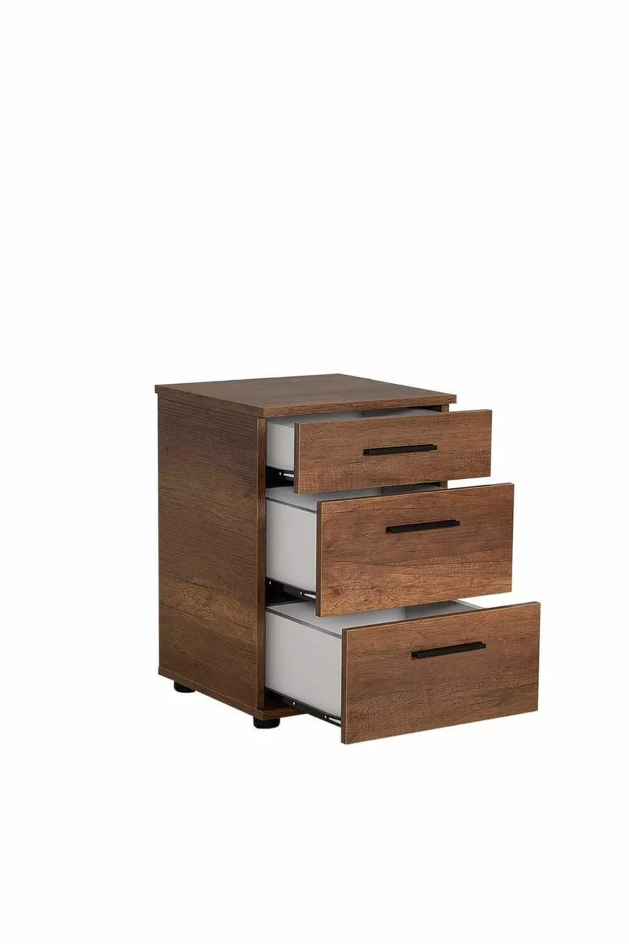 Table de chevet Trendline à 3 tiroirs - noyer foncé (noyer Oslo) Cm (l x P x H)
