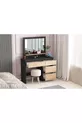 Coiffeuse Duru, 4 tiroirs, avec miroir, étagères, anthracite - Pin Atlantique
