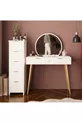 Ensemble de Coiffeuse Lucy – Blanc avec Miroir, Armoire à Tiroirs, Organisateur de Bijoux