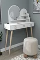 Coiffeuse en bois avec miroir et tiroirs Ruges sur pieds, blanc - Ruges