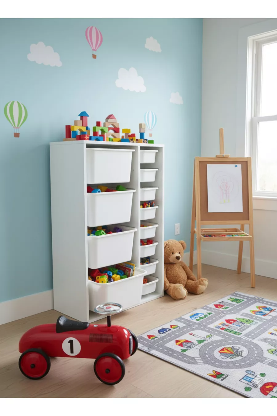 Armoire à Jouets Polyvalente avec Tiroirs et Unité de Rangement – Organisateur de Chambre d’Enfant avec Étiquette Cadeau