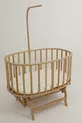 Berceau Amedan Beige avec Parure de Lit en Dentelle Française en Bois Massif