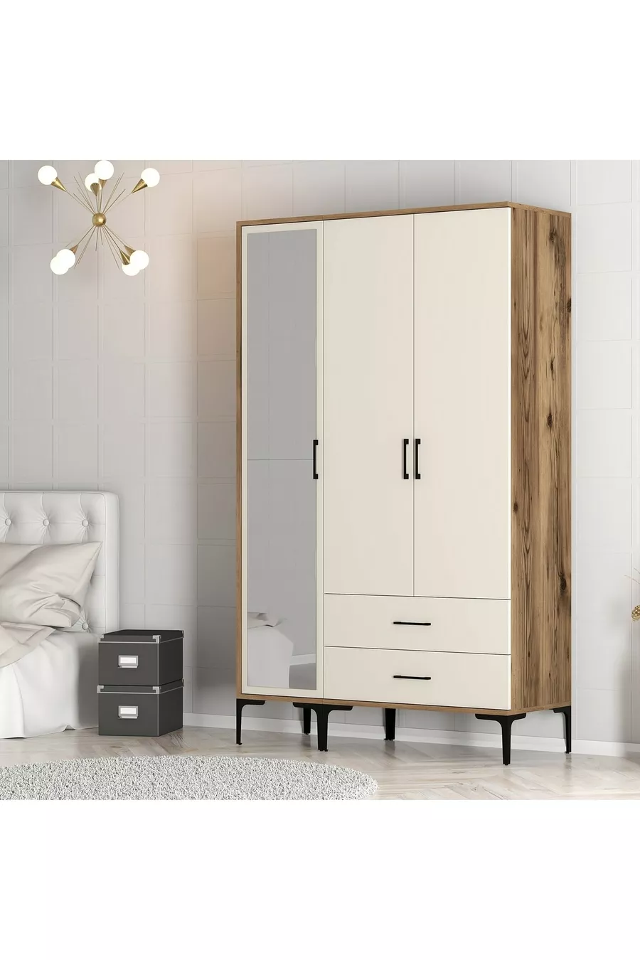 Armoire à trois portes Kumsal Rt - Crème