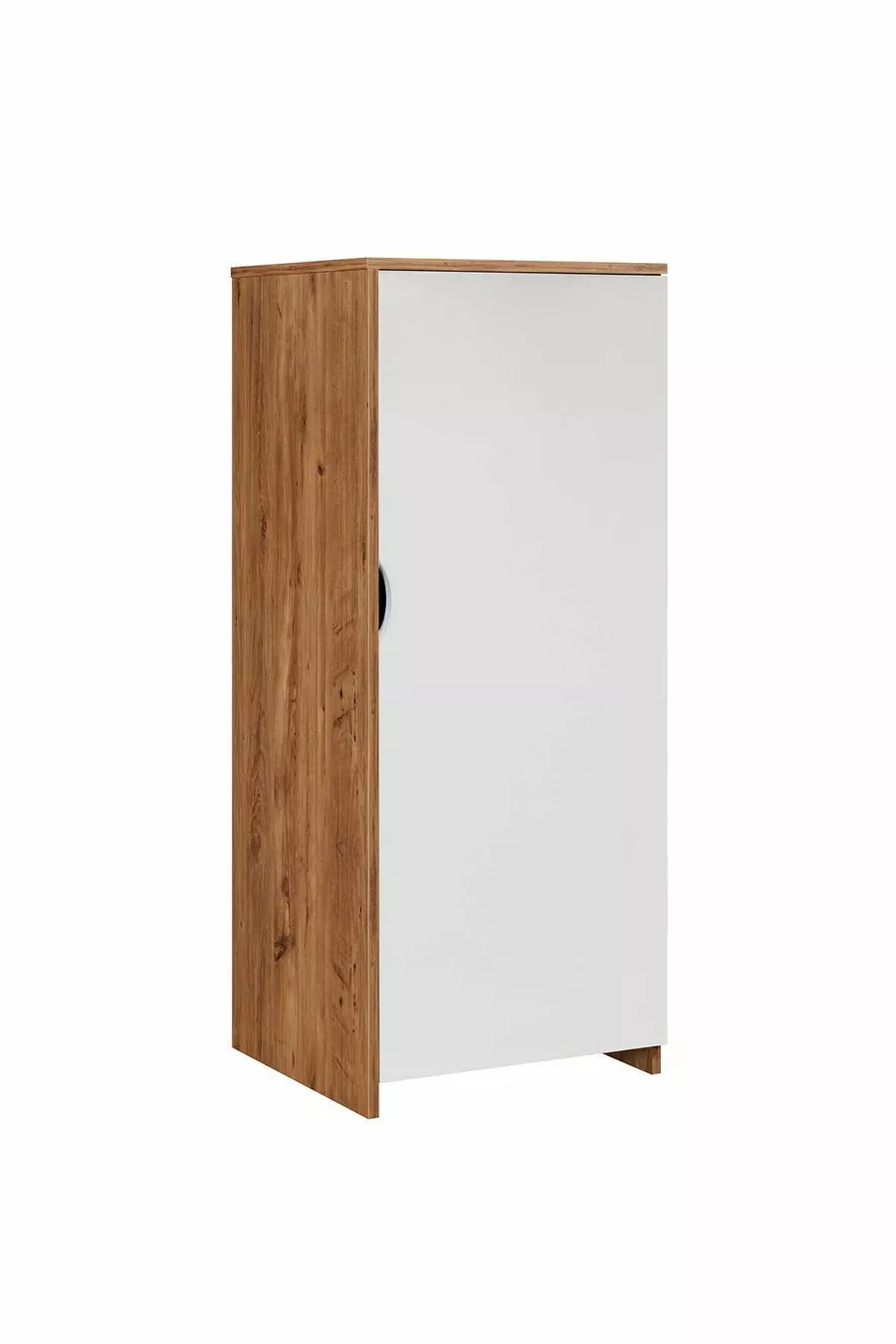 Lits superposés, Litera avec armoire et bureau, Noyer foncé-blanc, 1 matelas Comfort