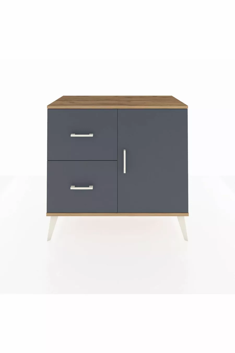 Commode Hyperion à une étagère, 2 tiroirs et une porte, pin-anthracite