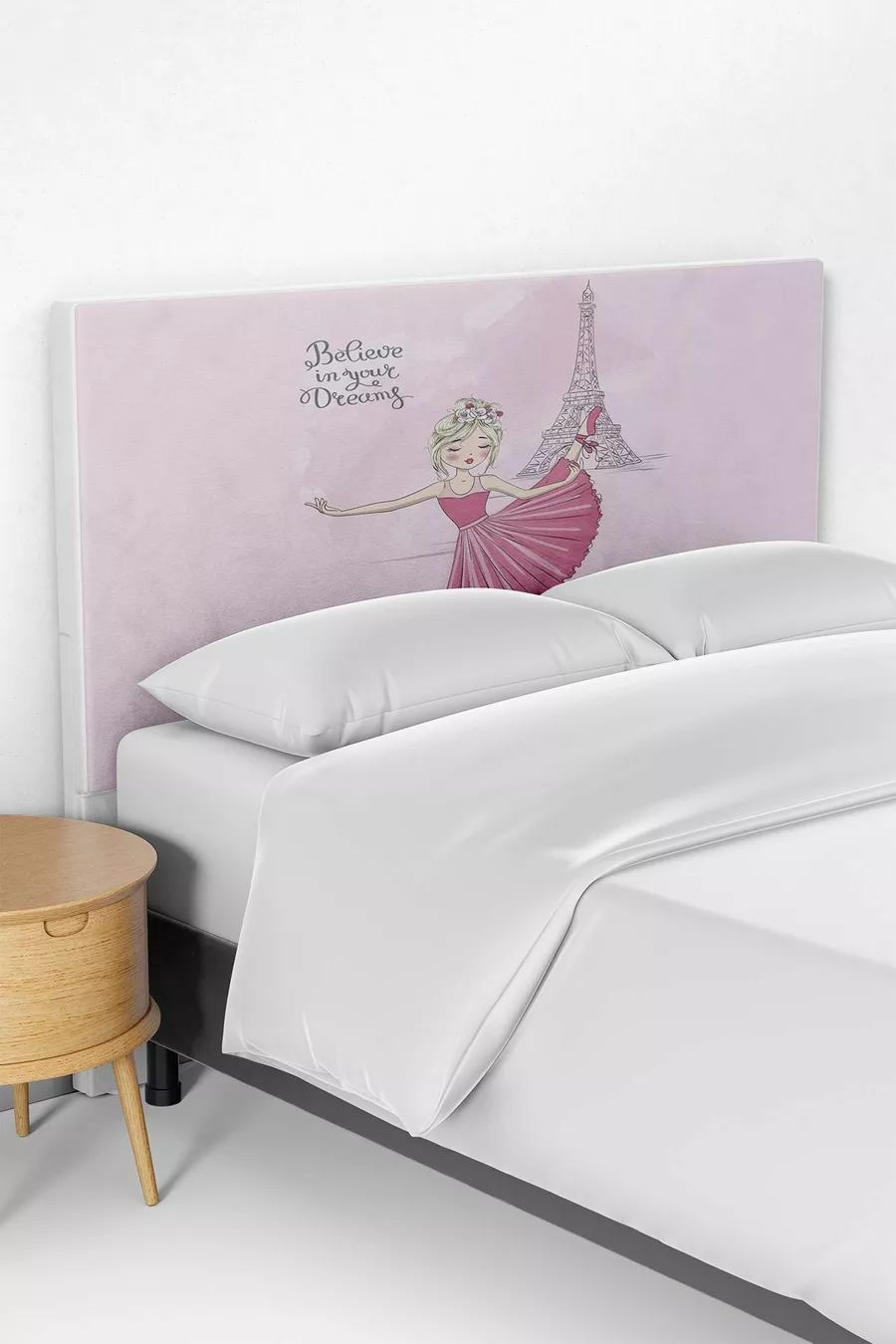 Housse de tête de lit pour cadre de lit avec motif Tour Eiffel rose Paris
