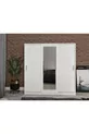 Armoire blanche Samira en MDF avec portes coulissantes et miroir, 3 portes