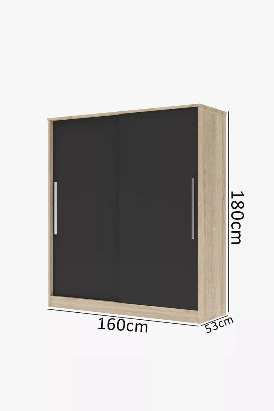 Armoire coulissante  Zambak avec étagères multiples, tiroirs et penderie, gris anthracite