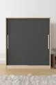 Armoire coulissante  Zambak avec étagères multiples, tiroirs et penderie, gris anthracite