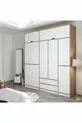 Armoire Elina à 5 portes avec penderie - Doré/Blanc