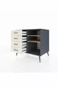 Commode Kronos 2 étagères 4 tiroirs Anthracite-Sapin/Mer de pierre