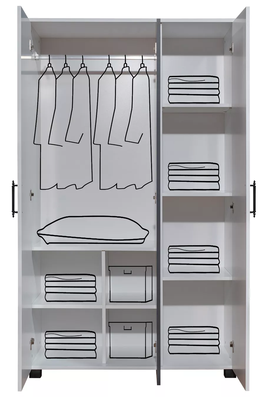 Lits superposés, lits superposés Aura avec lit, armoire à 3 portes + 2 matelas Comfort
