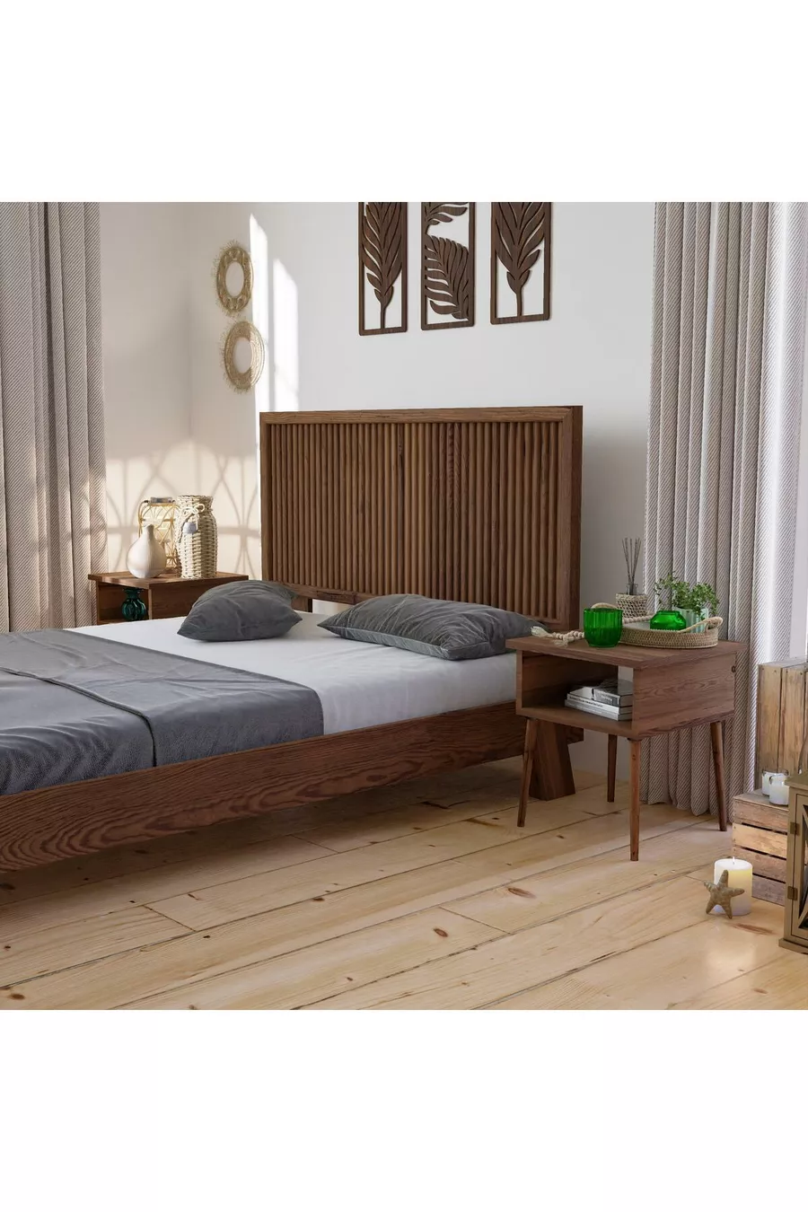 Tête Unique en Bois Couleur Noyer Modèle Marbré (VERTICAL)