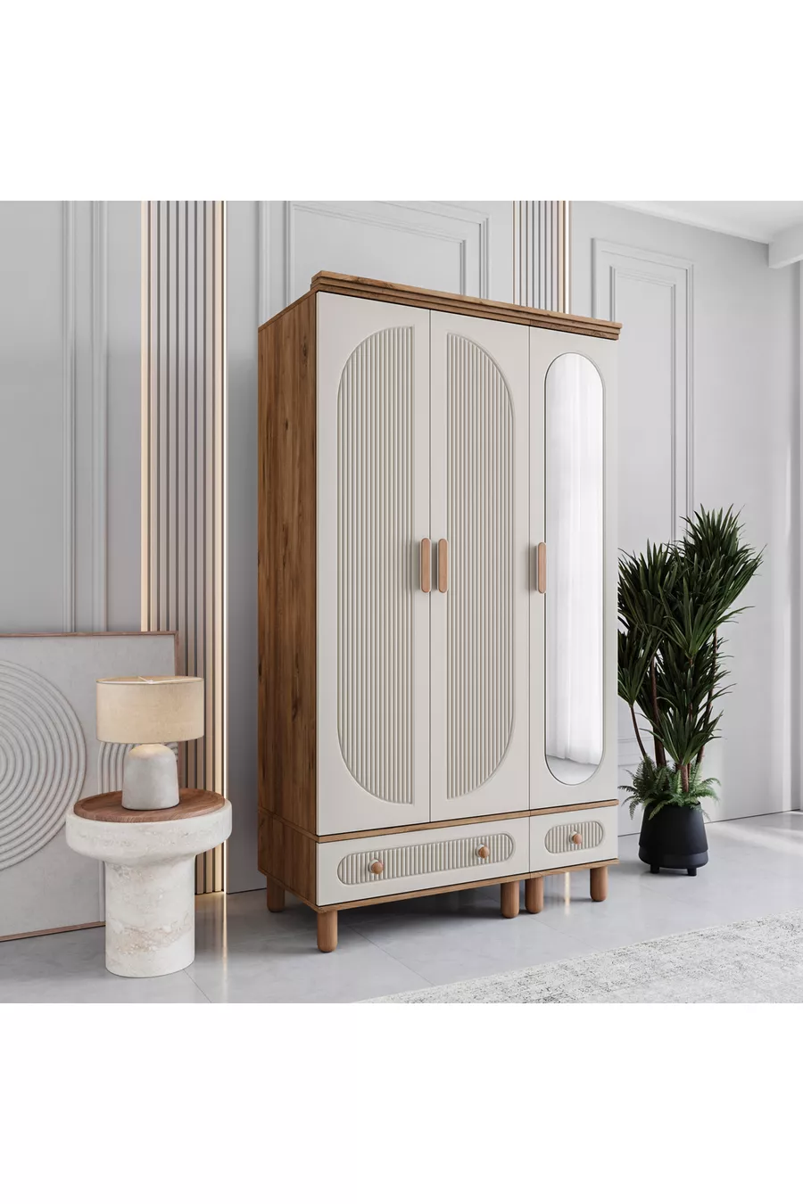 Armoire Milen 3 portes avec tiroirs  % MDF