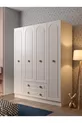 Armoire blanche élégante et raffinée Bohem à 4 portes et 2 tiroirs en MDF