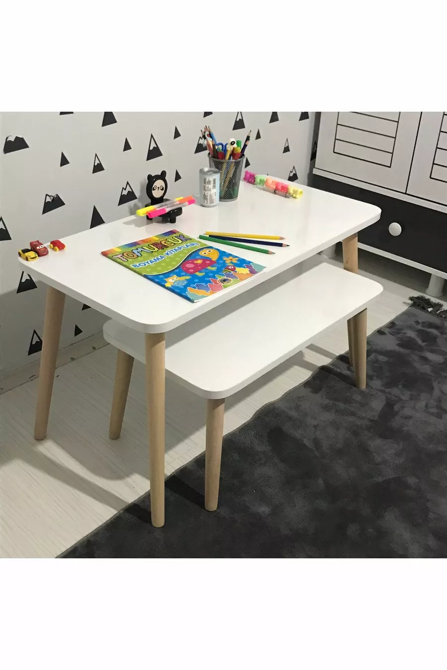 Ensemble de bureau pour enfants Lilyum, table d'activité, table de loisirs