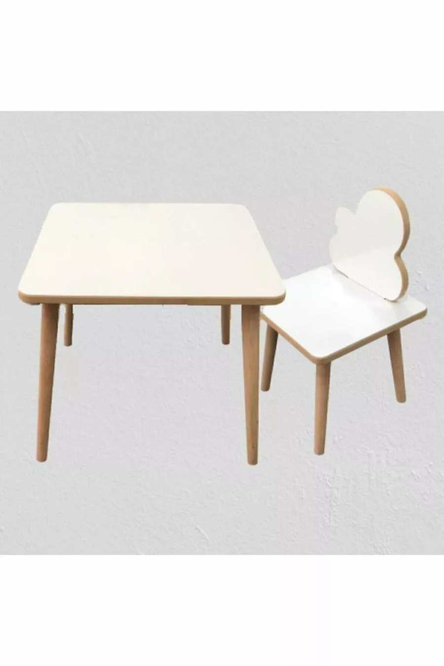 Ensemble Table et Chaise pour Enfant Nuage Blanc, Table d'Activité, Table de Travail, 1 Table, 1 Chaise