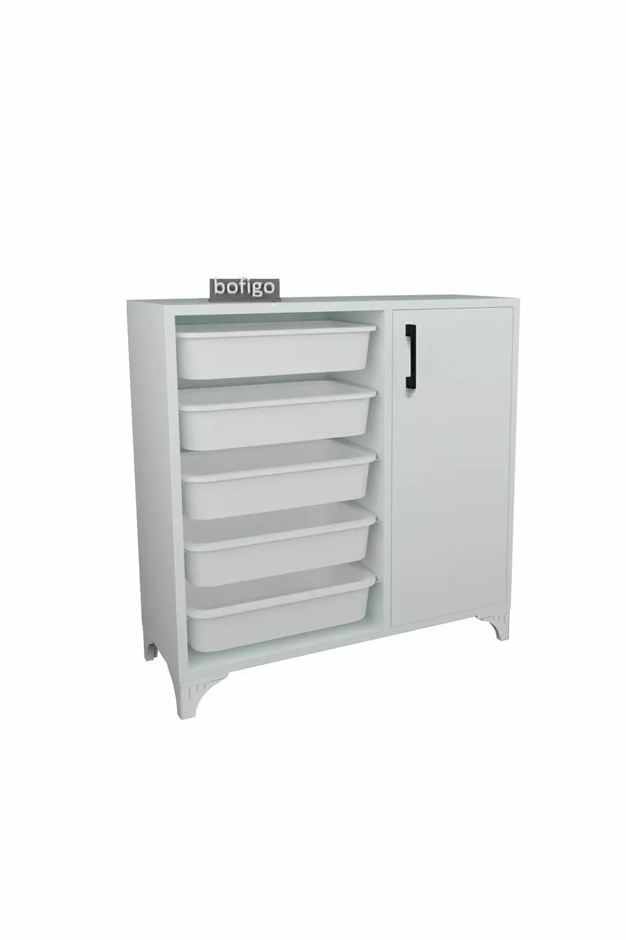 Armoire à 5 paniers, armoire polyvalente, armoire à jouets Kayra blanche