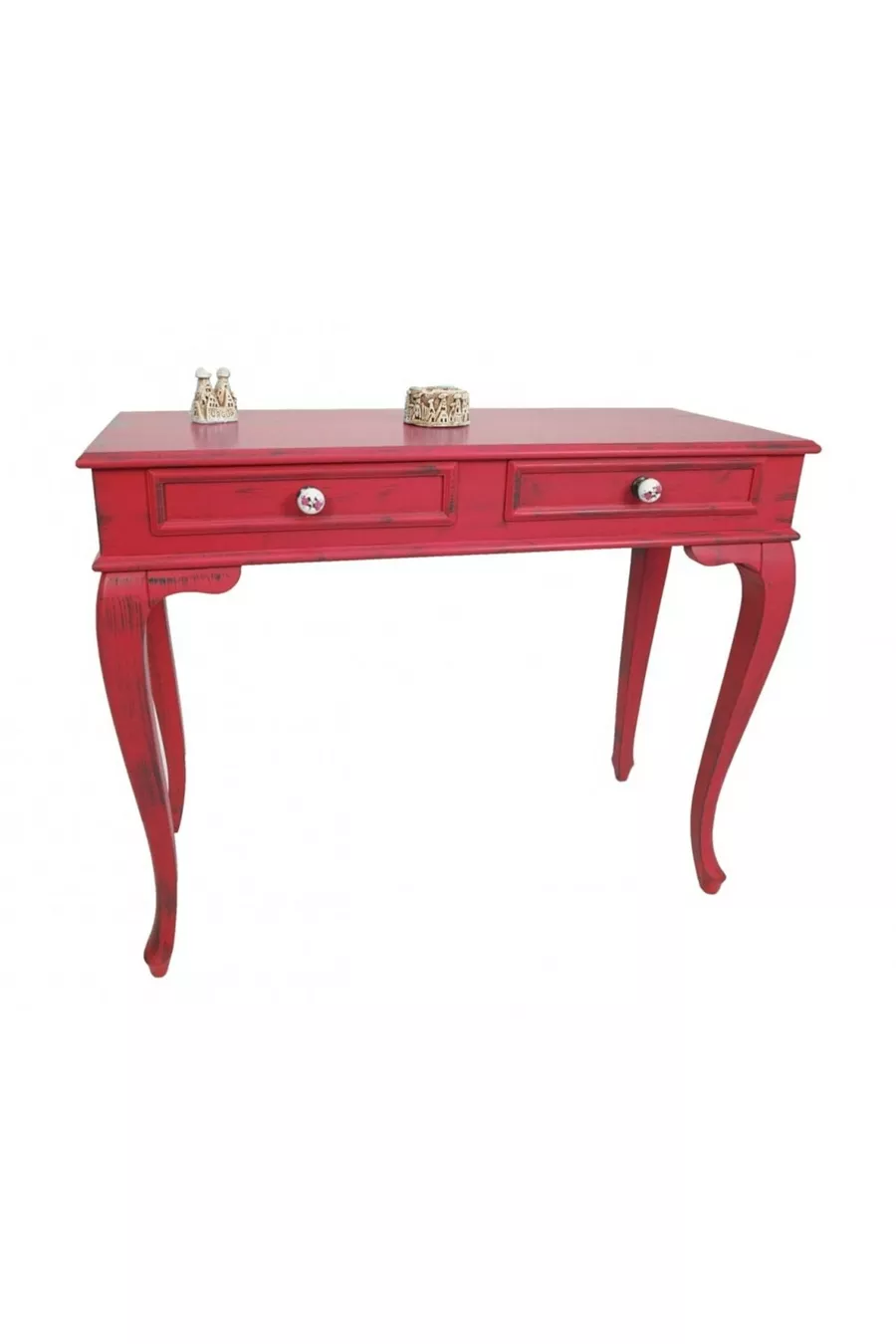 Coiffeuse Rouge Vieillie avec Tiroirs Lükens cm