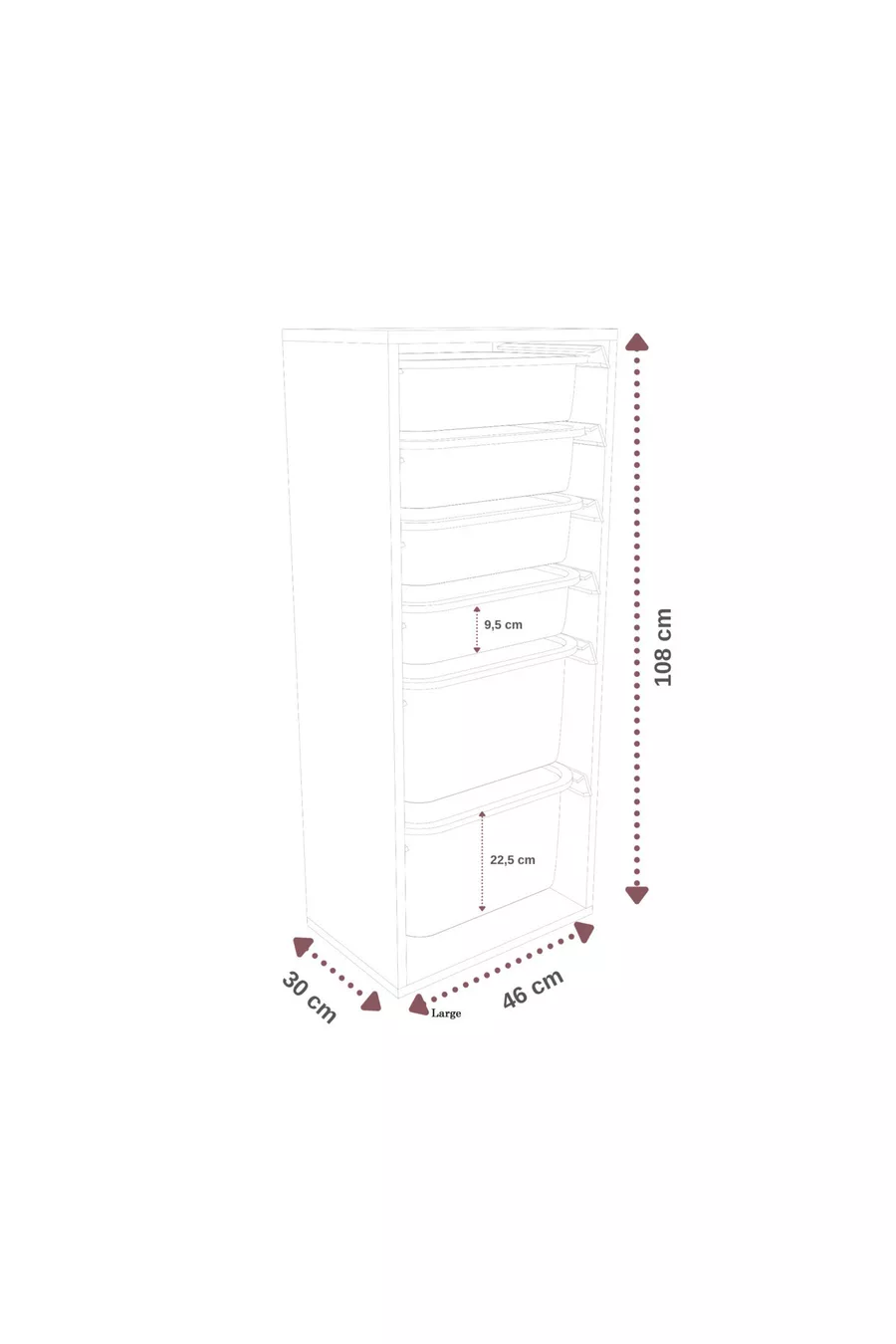 % MDF - Grand Armoire de Jouets Mono 4 avec 4 Grands Paniers