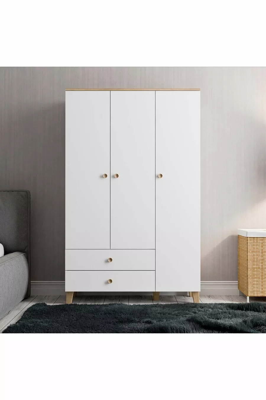  VENTO ARMOIRE 3 PORTES PANIER-BLANC