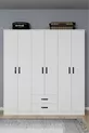 Armoire à vêtements Ekoser 6 portes 2 tiroirs blanc mat