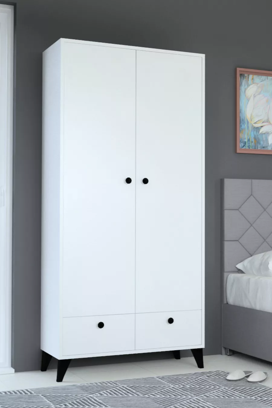 3Atlanta Armoire à 2 tiroirs et 2 portes