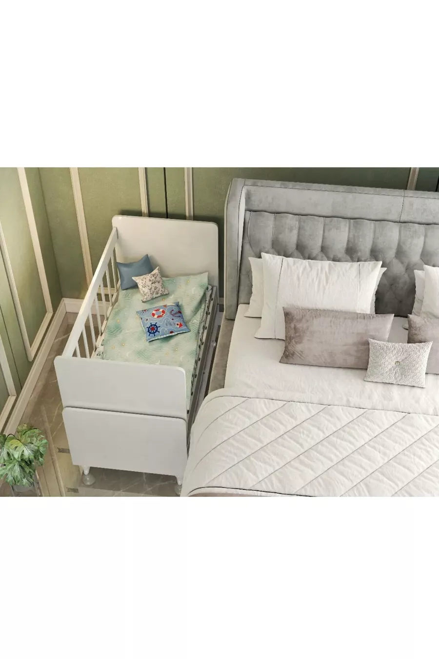 Petit berceau bercé pour bébé avec lit et ensemble de sommeil bleu, cadeau