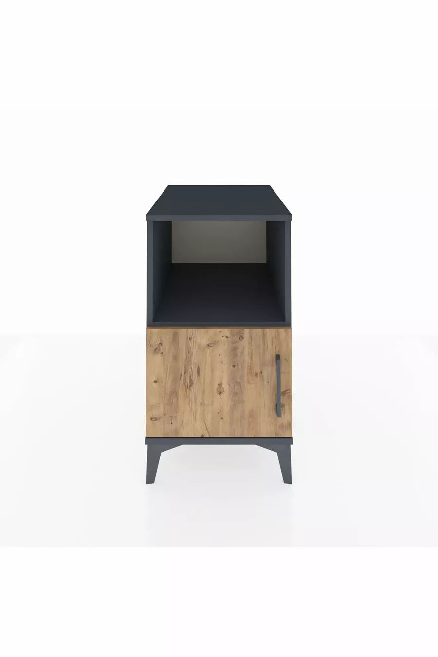 Table de chevet Kronos avec 2 étagères et 1 porte Anthracite-Épicéa