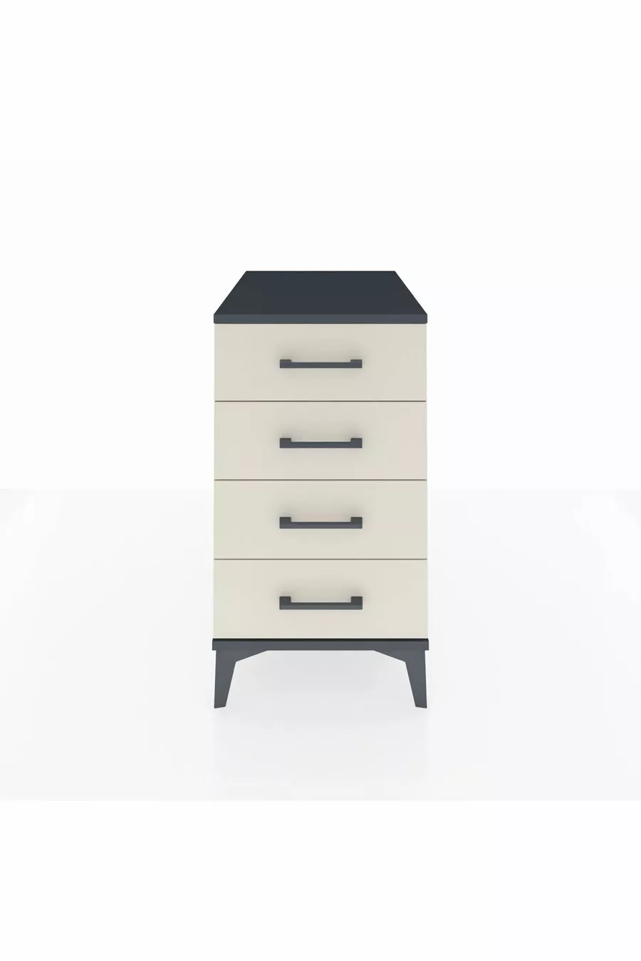 Table de chevet Kronos à 4 tiroirs Anthracite-Pierre de lune