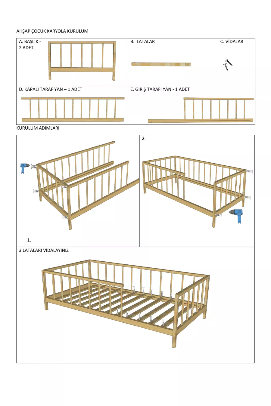 Lit pour enfant rond à lattes en bois massif naturel sur pieds, dimensions cm X cm
