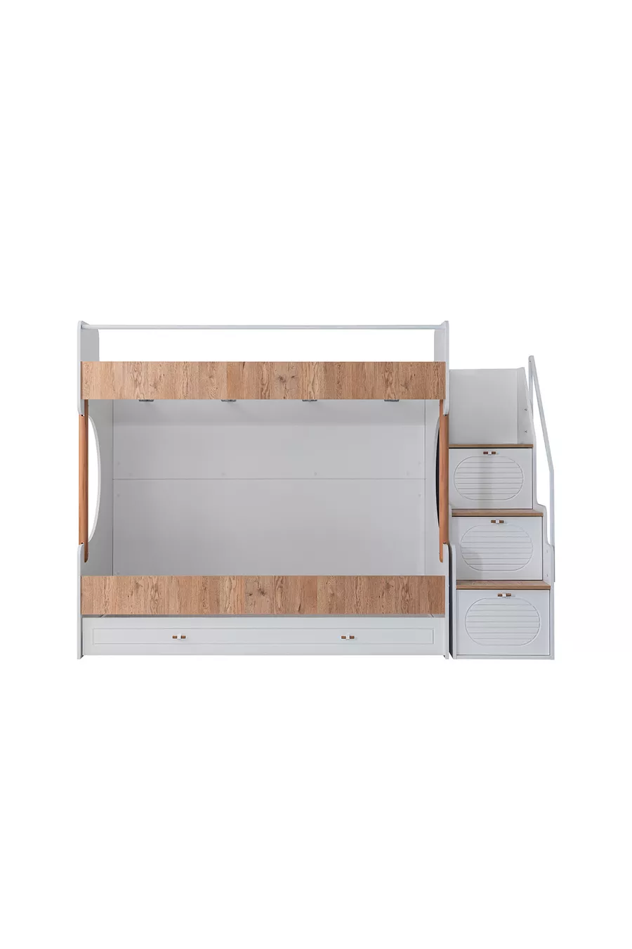 Lit superposé Ranza, noix Vita Bohem avec tiroirs + 2 matelas Comfort