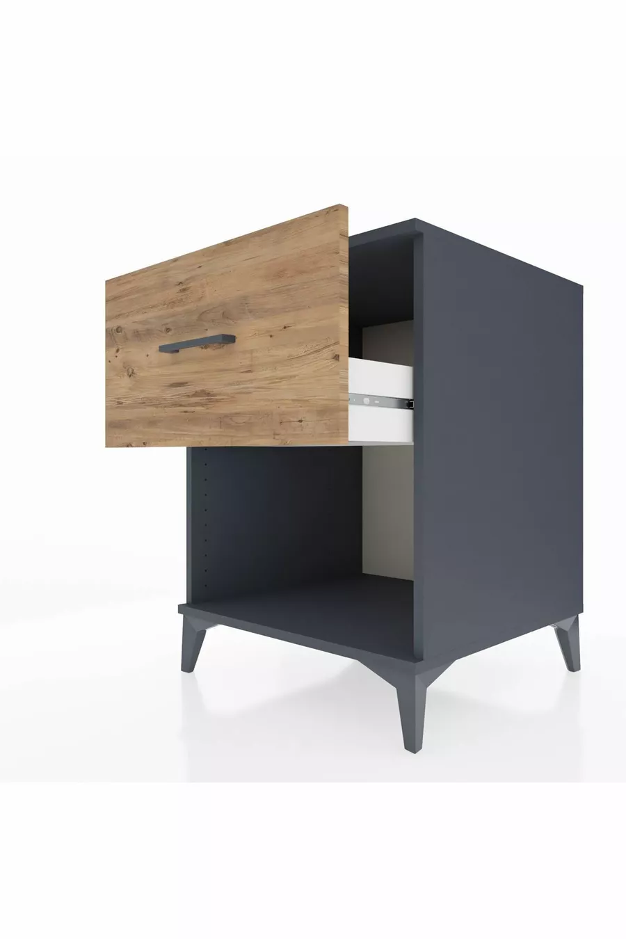 Chevet Kronos avec un tiroir unique Anthracite-Pin