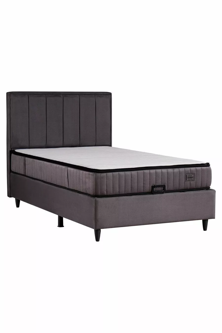 Ensemble de Lit avec Sommier Coffre et Tête de Lit Royal Plus, Matelas à Ressorts avec Protection, Anthracite