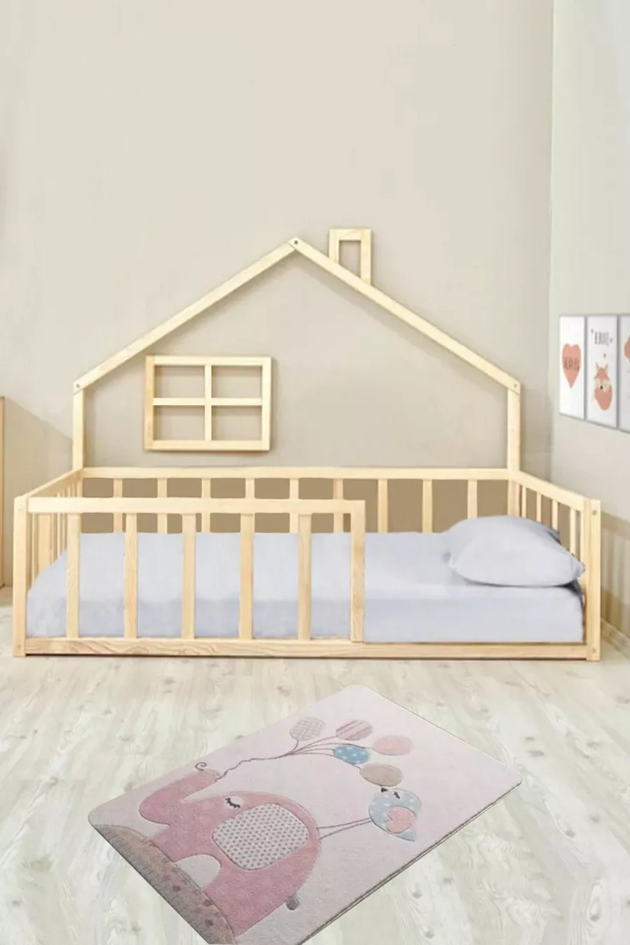 Lit Montessori Unisexe pour Bébé et Enfant en Bois Naturel