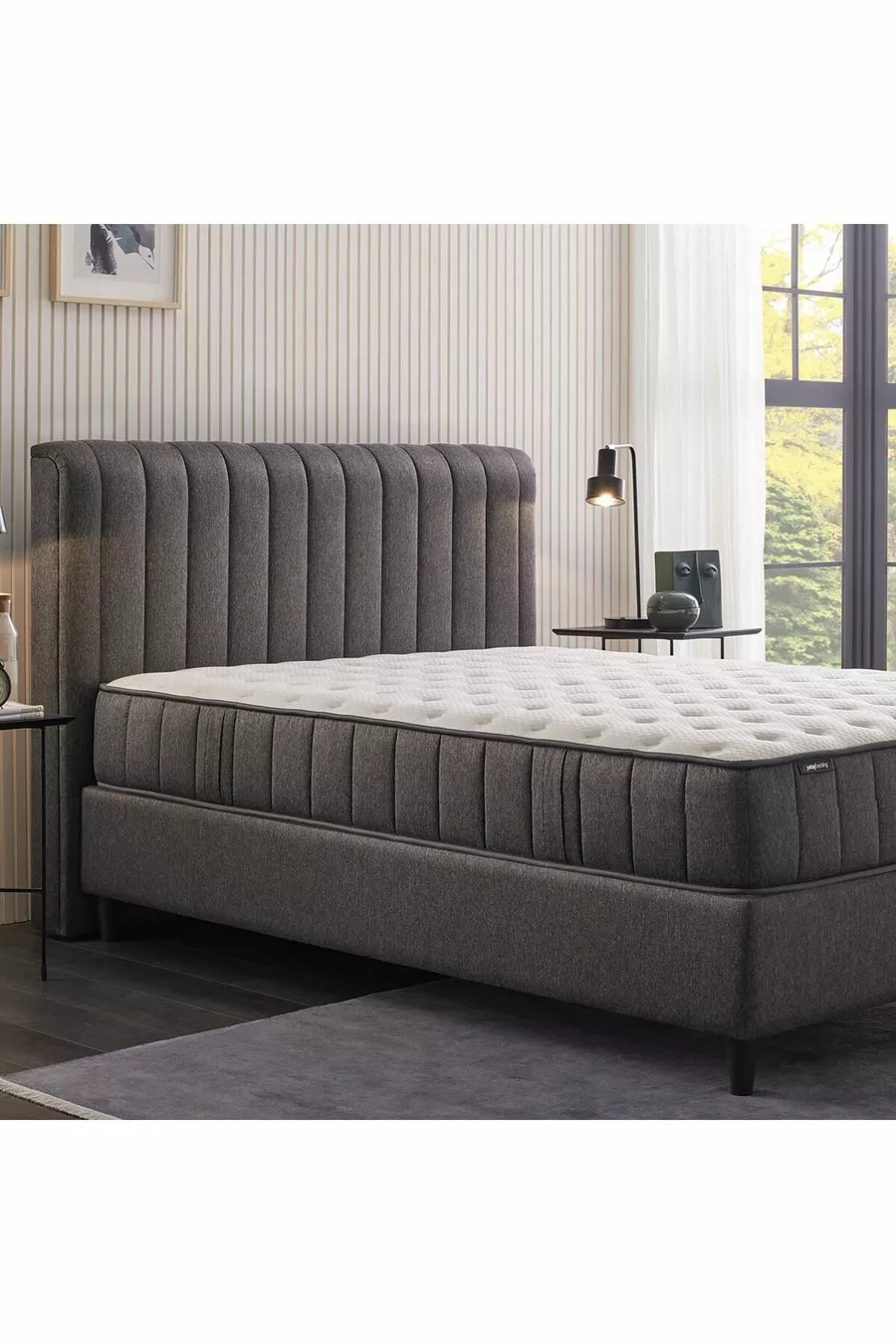 Lit Ionic Energy Pro - Base Lento - Ensemble Tête de Lit Somni 3 pièces - Noir