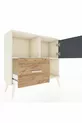 Commode Arges avec 2 étagères, 1 tiroir et 1 porte, couleur Pierre de Lune-Anthracite/Sapin