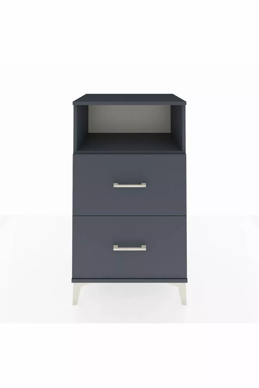 Chevet Hyperion à une étagère et deux tiroirs Anthracite-Anthracite