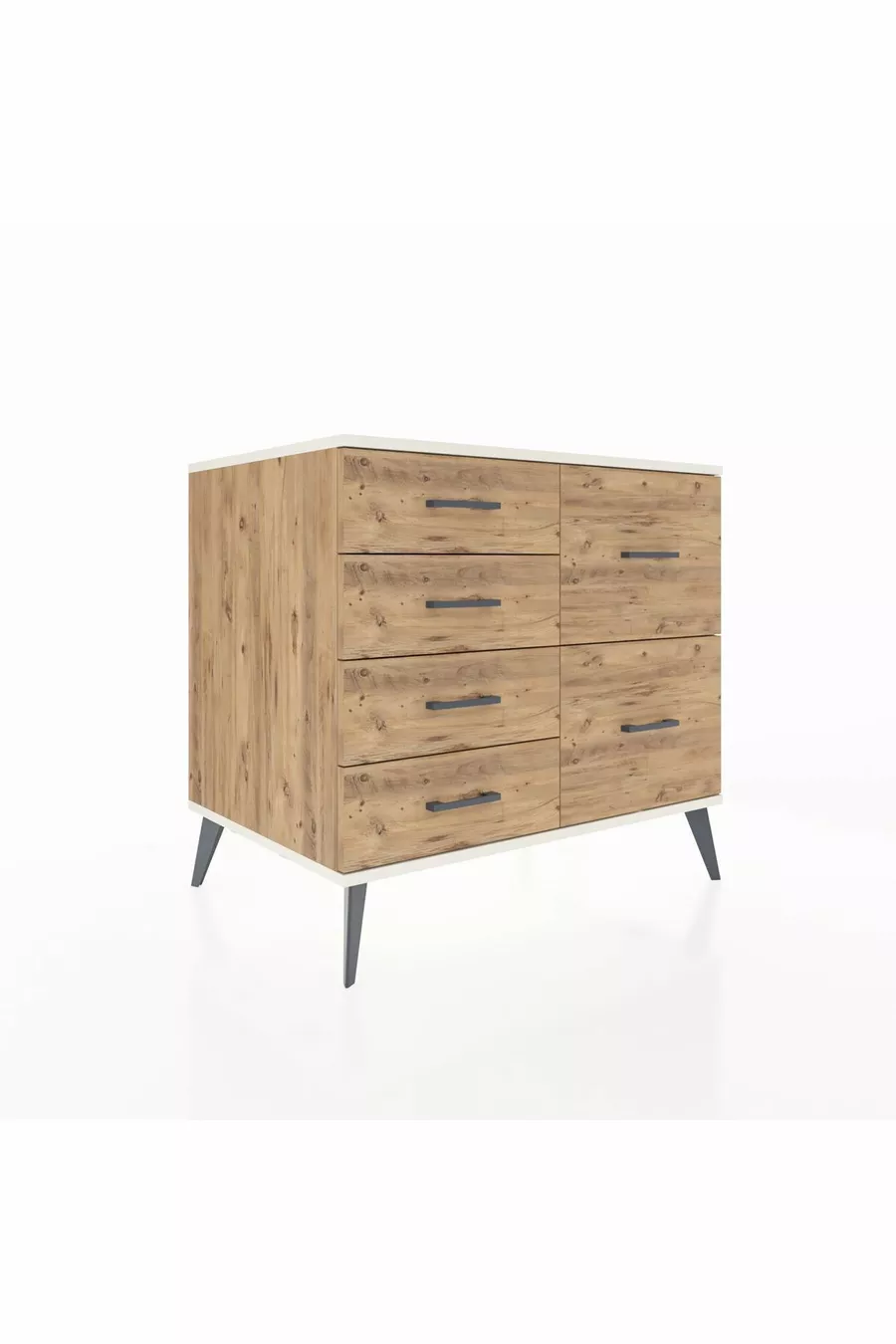 Commode Kronos 6 tiroirs Pin-Pierre d'ardoise/Pin