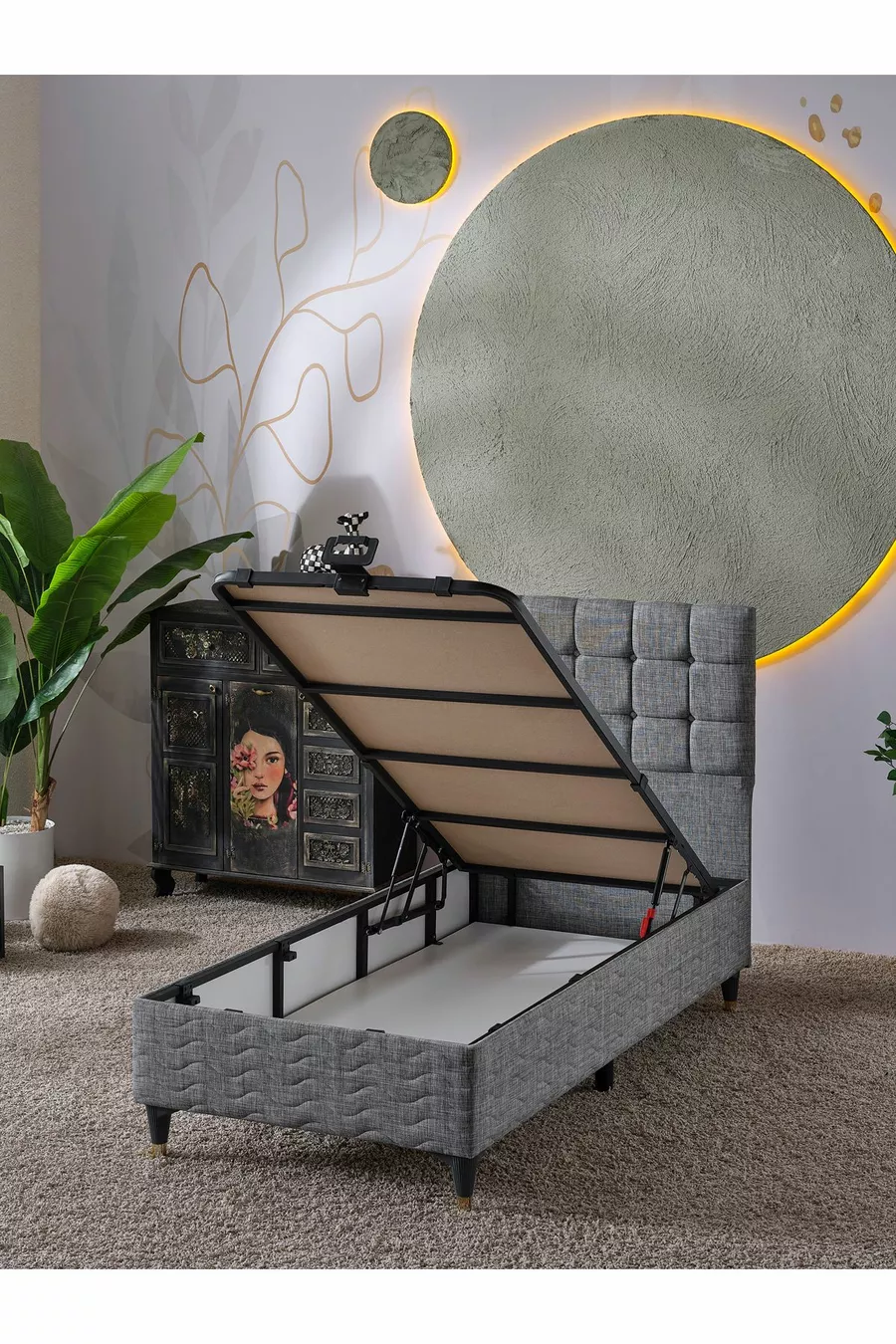 Ensemble Bengü pour une personne 3 pièces Lit + Sommier + Tête de lit