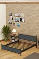 Gm Lit Double Moderne Bois et Métal Noir Anthracite Gris