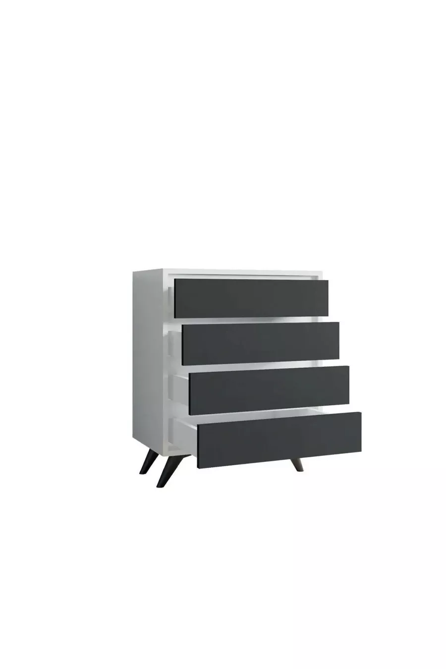 Commode Suvera 4 tiroirs Blanc-anthracite