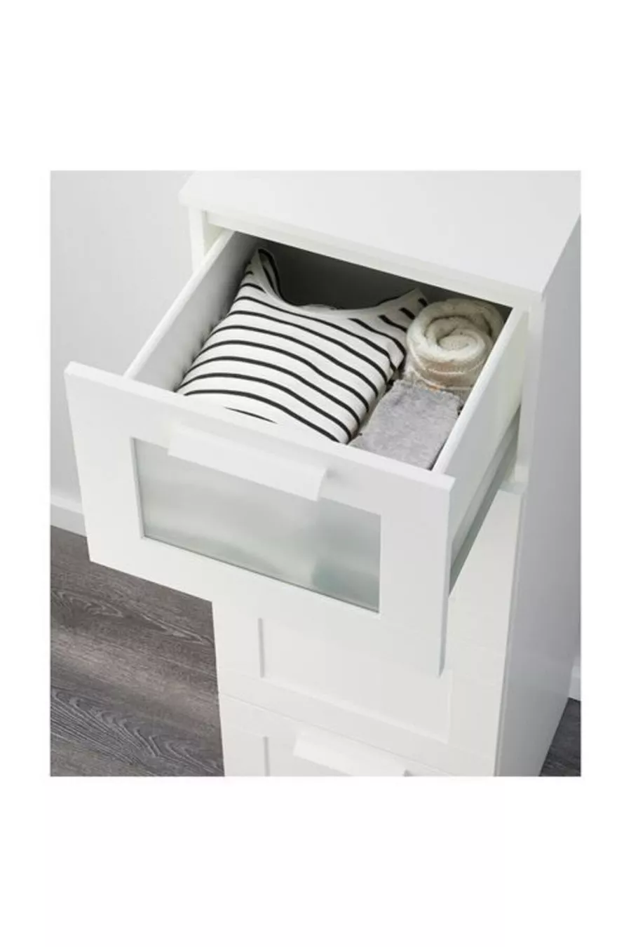 Brımnes, chiffonnier 4 tiroirs, cm, blanc-verre givré