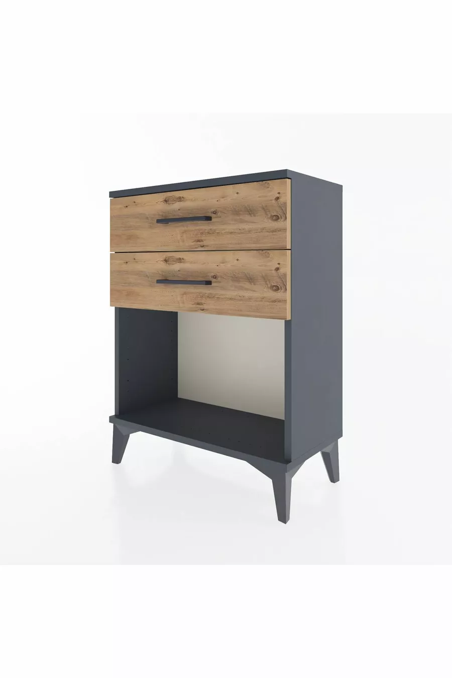 Chevet Arges 2 tiroirs Anthracite-Pin