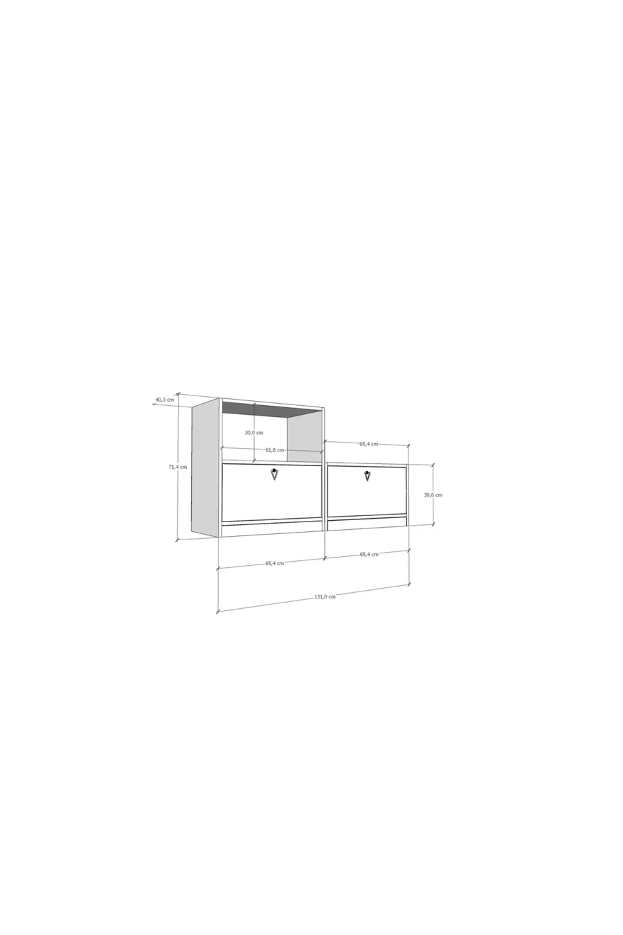Ensemble de table de chevet modulaire à deux pièces avec étagère et portes battantes, sans pieds, mat